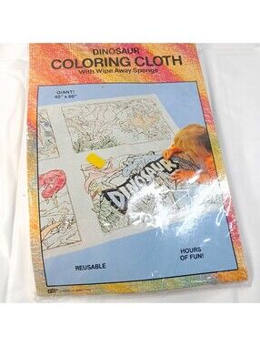 Vintage Dinosaur Crayon Coloring Cloth Kids 40x60" Reusable dino boy girl Giftco